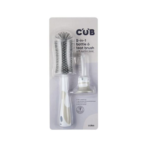 CUB 2 IN 1 BOTTLE & TEAT BRUSH WITH SILICONE BASE