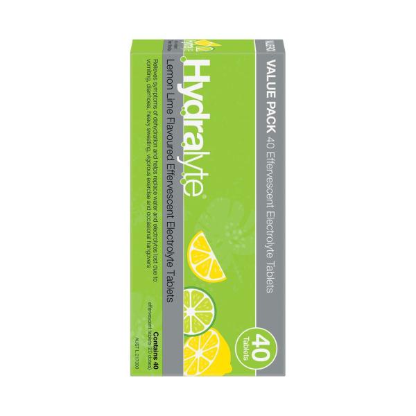 HYDRALYTE EFFERVESCENT TABLETS LEMON LIME 40PK