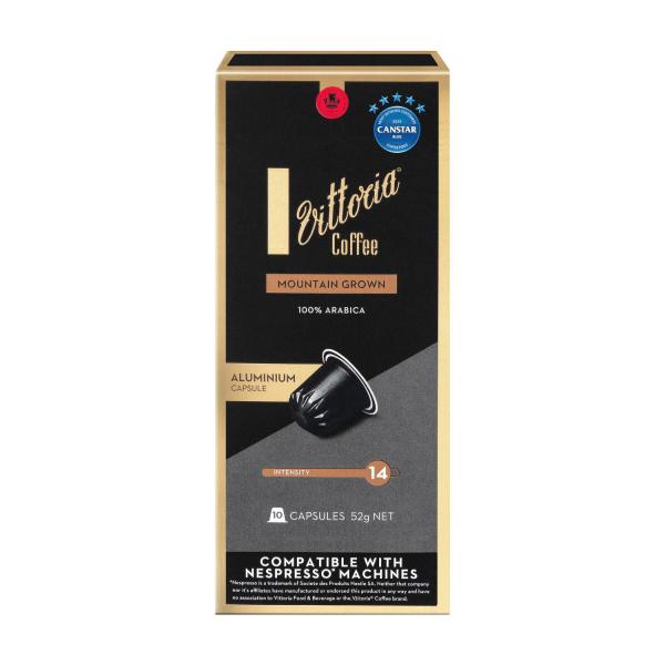 VITTORIA MOUNTAIN GROWN NESPRESSO COMPATIBLE COFFEE CAPSULES 10 PACK