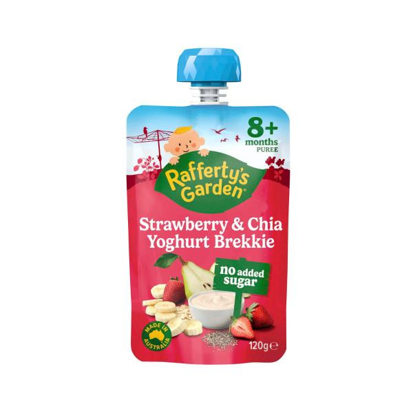 RAFFERTY'S GARDEN STRAWBERRY & CHIA YOGHURT BREKKIE 8+ MONTHS 120G