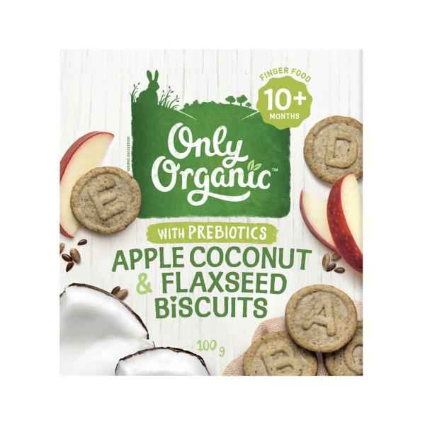 Organic Apple Coconut And Flaxseed Biscuit With Prebiotics 10+ Months
