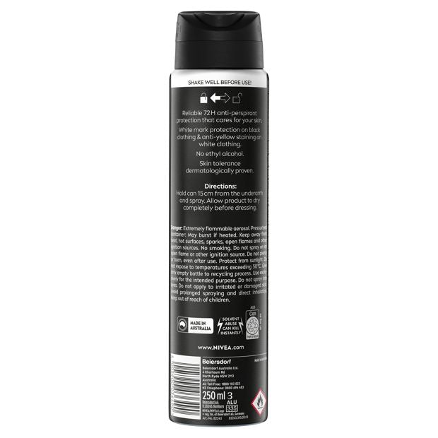 Nivea Men Black & White Invisible Original Anti-Perspirant Aerosol Deodorant 250mL