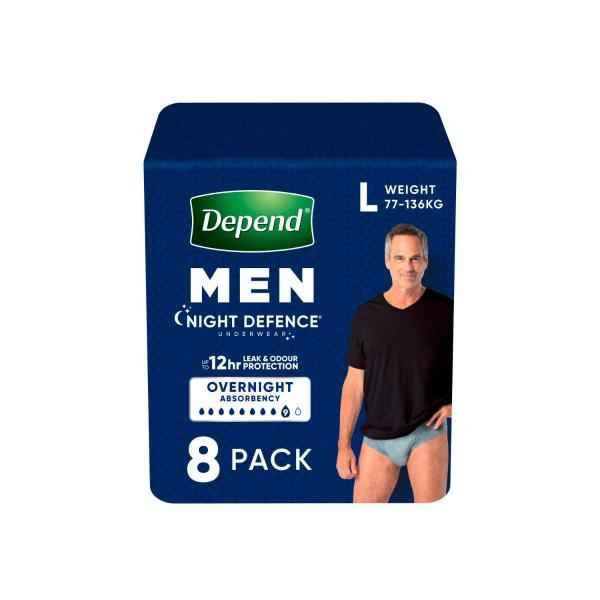 DEPEND REAL FIT NIGHT DEFENCE UNDERWEAR MENS 8 PACK