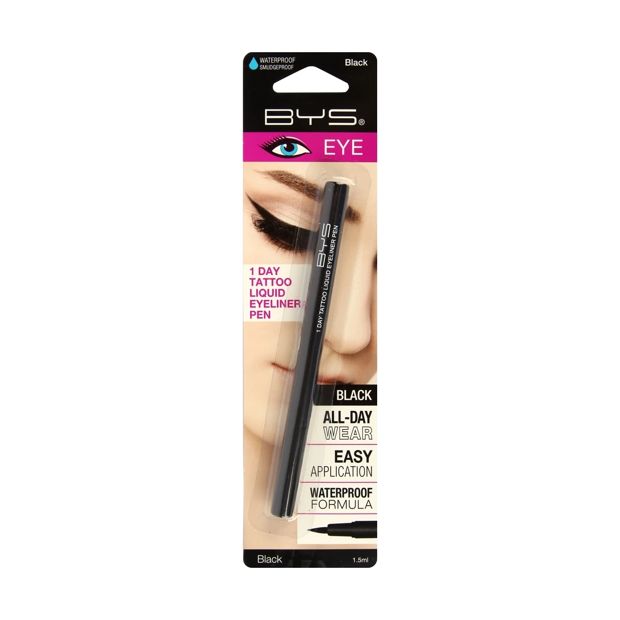 1 Day Tattoo Liquid Eyeliner Pen, Black - BYS