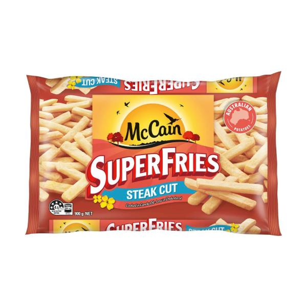 MCCAIN SUPERFRIES FROZEN POTATO CHIPS STEAK CUT 900G