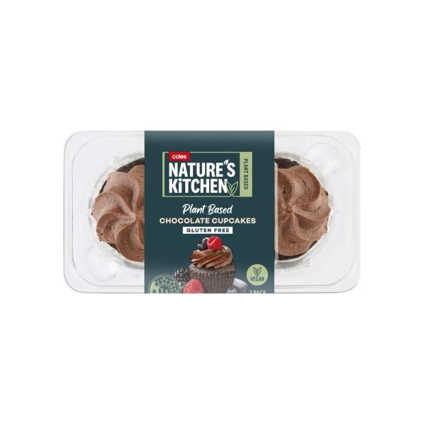 COLES NATURES KITCHEN VEGAN CHOCOLATE CUPCAKE 2PK