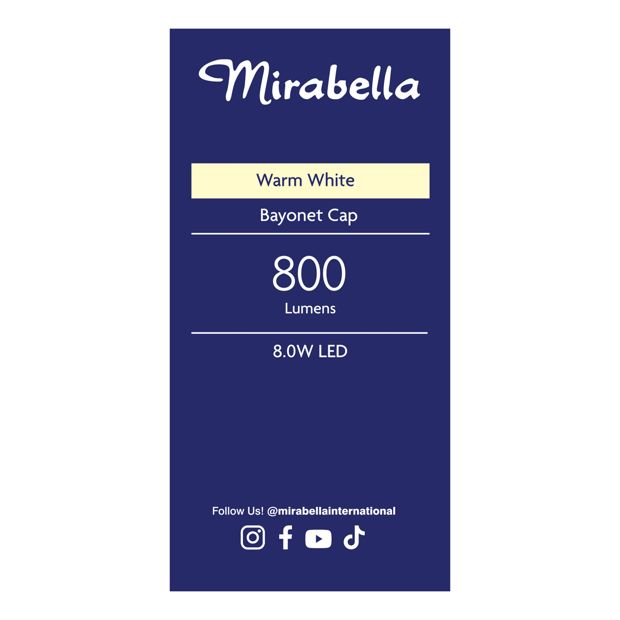 Mirabella GLS LED 9W B22 Bayonet Light Bulb - Pearl Warm White