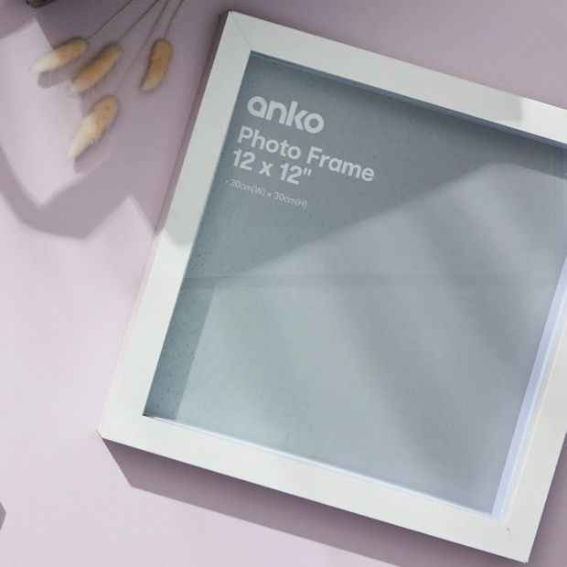 Shadow Box Frame, 12" x 12", White - Anko