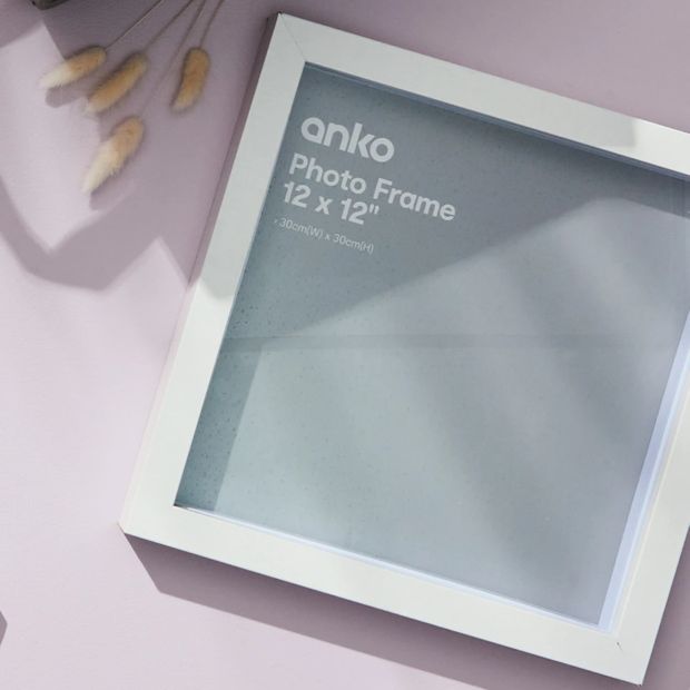 Shadow Box Frame, 12" x 12", White - Anko