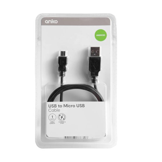 Micro USB Cable, 1m - Anko