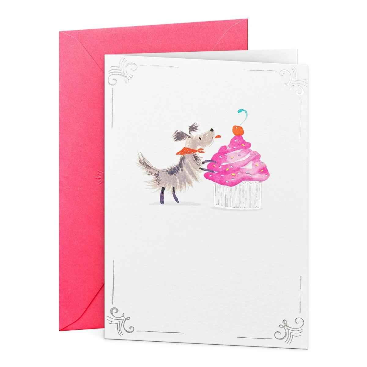 Hallmark Birthday Card for Her - Dog with Cupcake