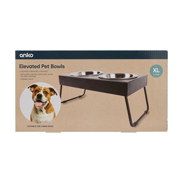 Extra Large Twin Elevated Folding Pet Bowl - Anko