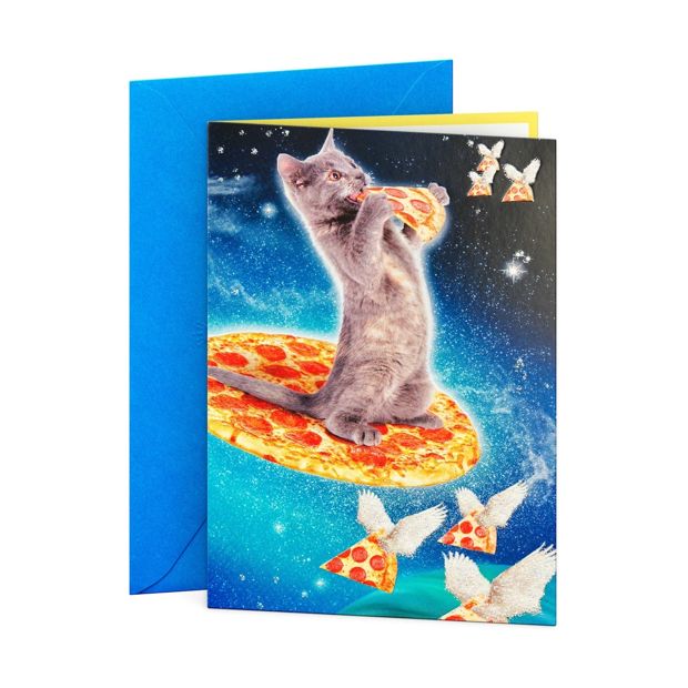 Hallmark Birthday Card - Space Cat Pizza