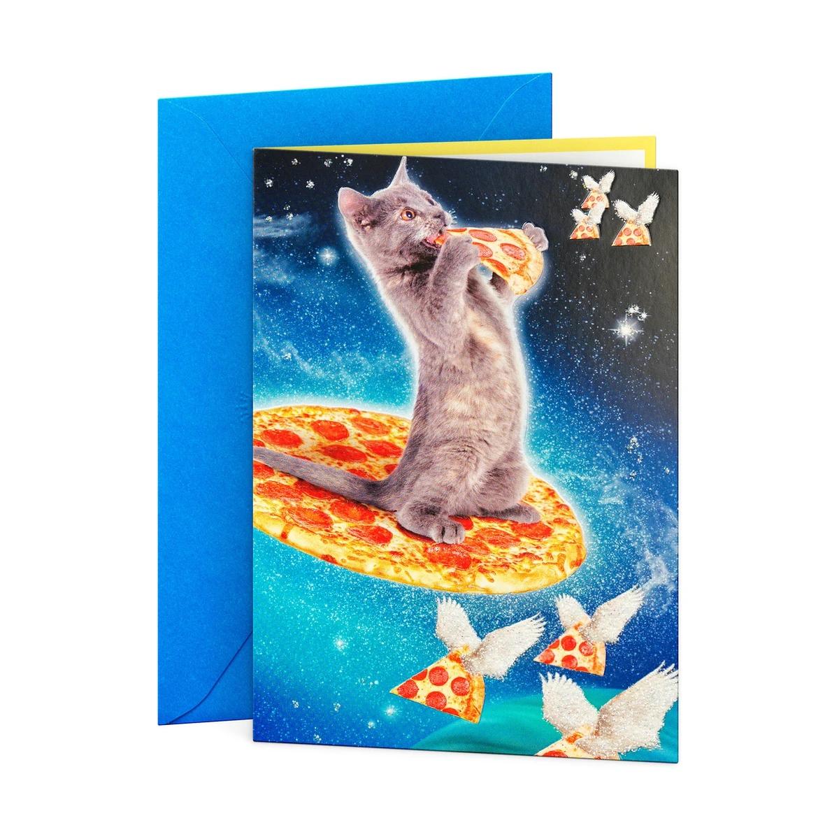 Hallmark Birthday Card - Space Cat Pizza