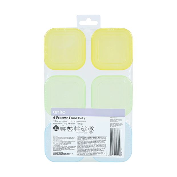 Freezer Food Pots, 6 Pack - Anko