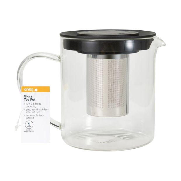 Glass Tea Pot, 1L - Anko