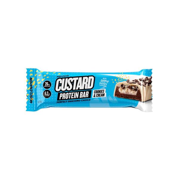 MUSCLE NATION CUSTARD PROTEIN BAR COOKIES & CREAM 60G