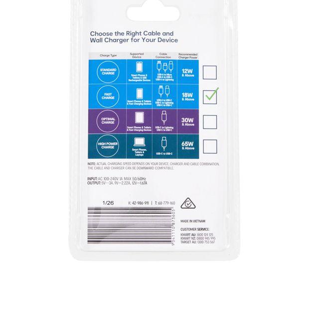 Wall Charger USB-C Fast Charging - Anko