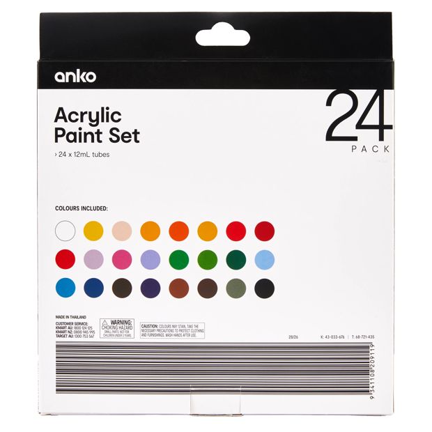 Acrylic Paints, 24 Pack - Anko