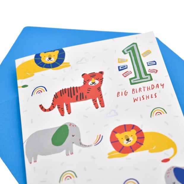 Hallmark Birthday Card Age 1 - Safari Animals