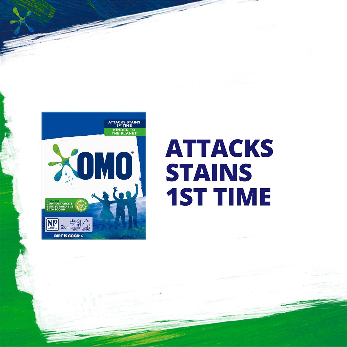 OMO Active Clean Washing Powder Front & Top Loader 2kg