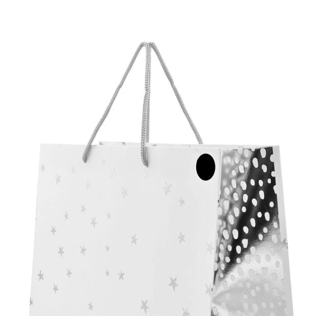 Hallmark White Silver Stars Gift Bag - Large