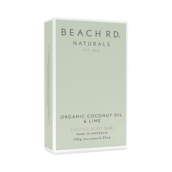 BEACH RD NATURALS - COCONUT & KAFFIER LIME OIL CASTILE BODY BAR 150G