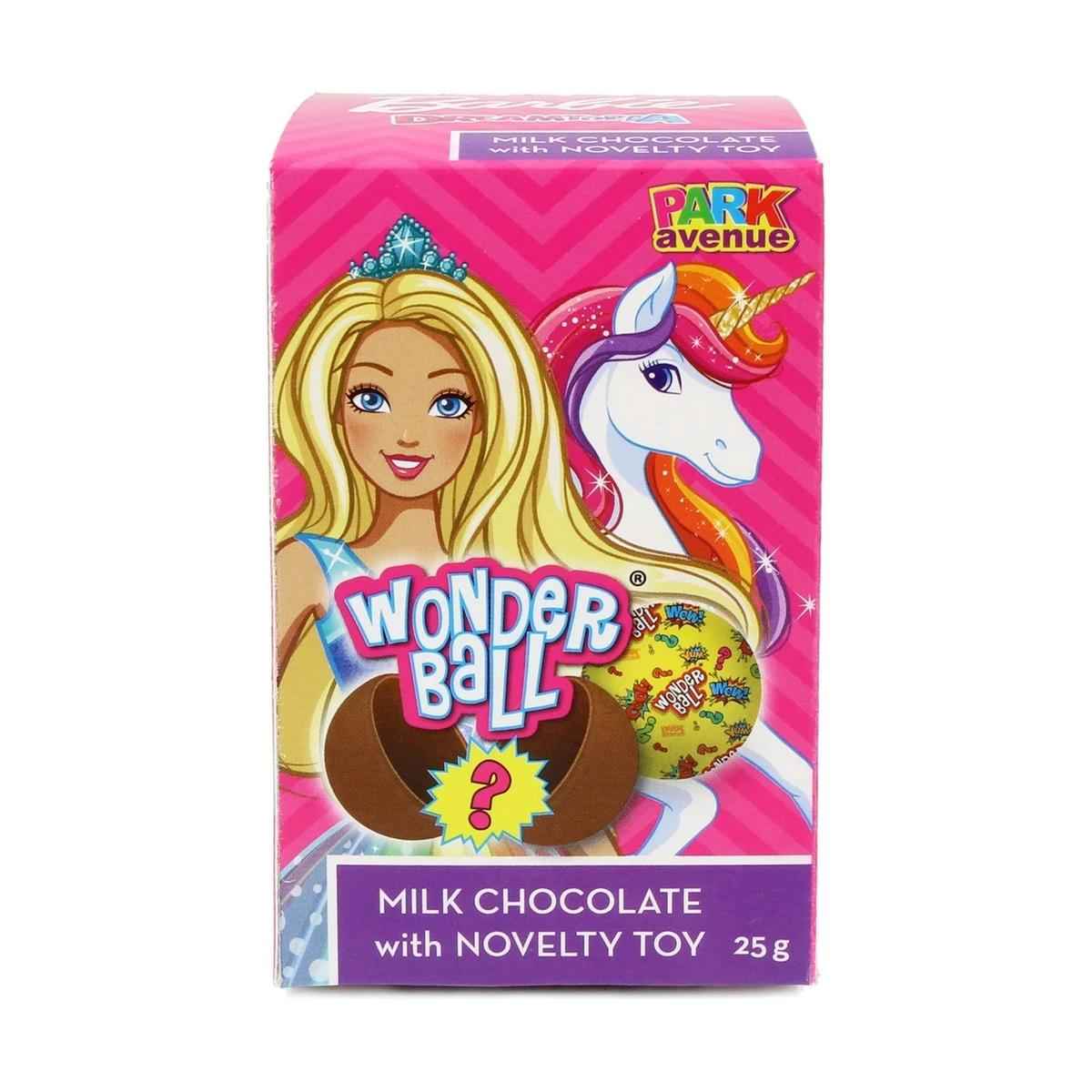 Park Avenue Barbie Wonderball Milk Chocolate With Novelty Toy 25g