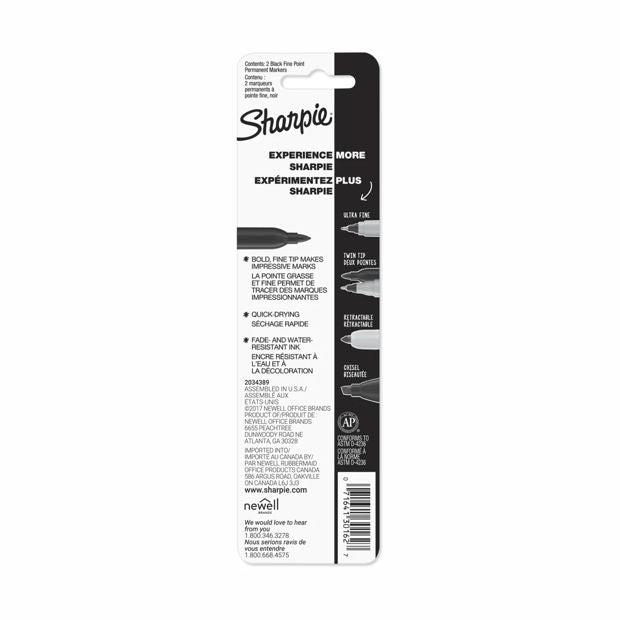 Sharpie Fine Point Permanent Markers - 2 Pack