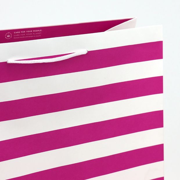 Connections from Hallmark Extra Large Gift Bag - Pink & White Stripes