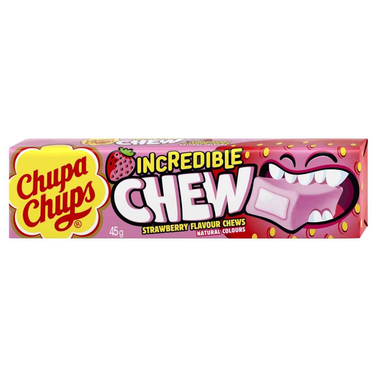 20 Piece Chupa Chups Incredible Chew Strawberry 45g