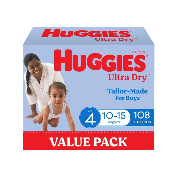 Ultra Dry Nappies Boys Size 4 (10-15kg)