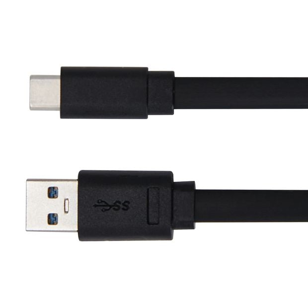 USB-A to USB-C Short Noodle Black Cable, 30cm - Anko