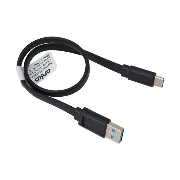 USB-A to USB-C Short Noodle Black Cable, 30cm - Anko