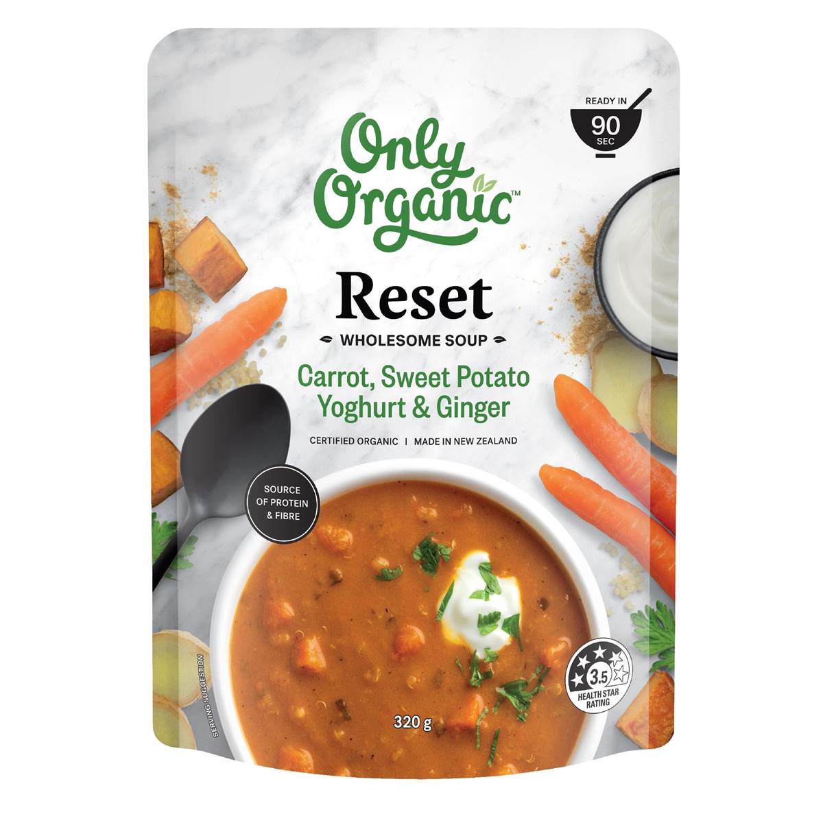 Only Organic Reset Wholesome Soup Carrot Sweet Potato Yoghurt & Ginger 320g