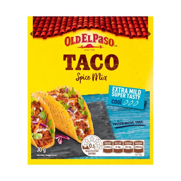 OLD EL PASO TACO SPICE MIX EXTRA MILD 30G