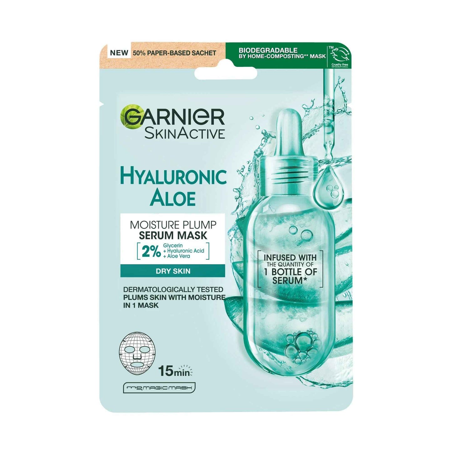 Garnier Skin Naturals Hyaluronic Aloe Serum Sheet Mask - Hyaluronic Acid and Organic Aloe Vera