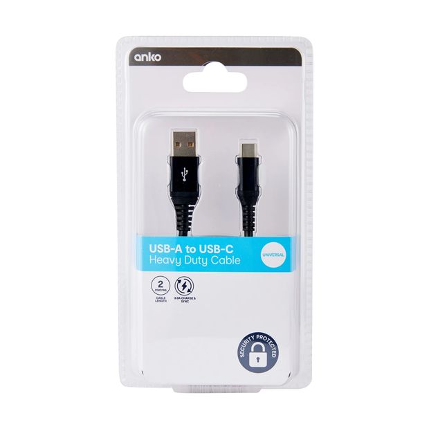 USBC Heavy Duty Cable, 2m - Anko
