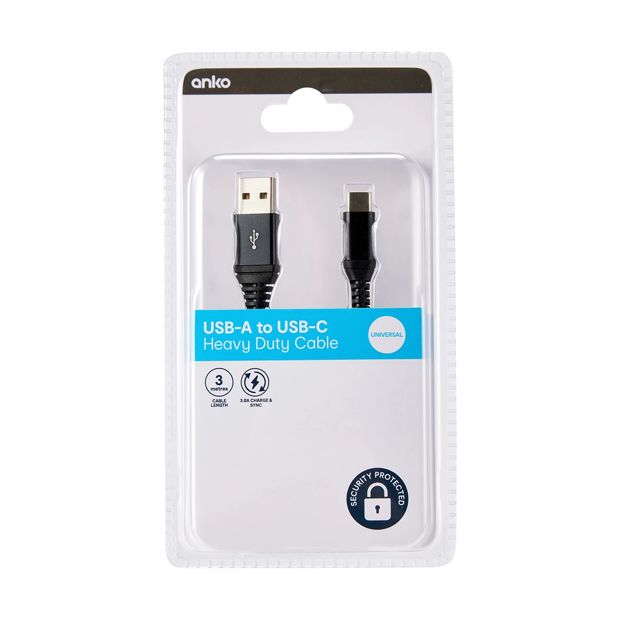 USBC Heavy Duty Cable, 3m - Anko