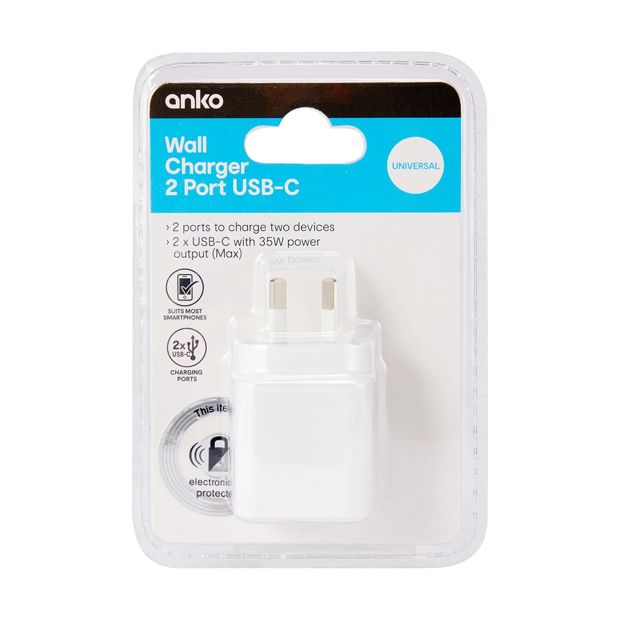 35W USB-C Dual Wall Charger - Anko
