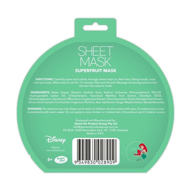 Disney The Little Mermaid Superfruit Sheet Mask - Sweet Peach Scent