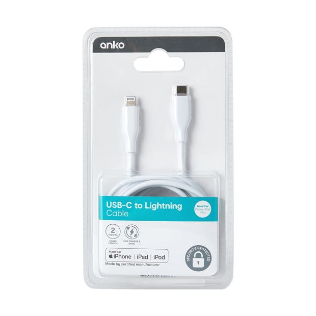 USBC Lightning Cable, 2m - Anko