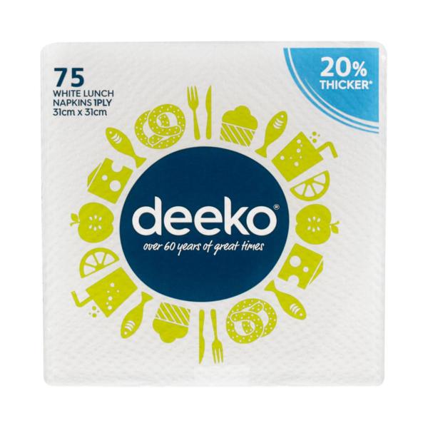 DEEKO WHITE LUNCH NAPKINS 1PLY