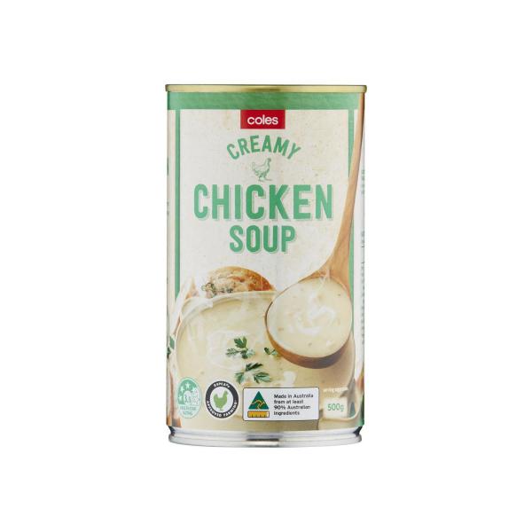 COLES CREAMY CHICKEN SOUP 500G