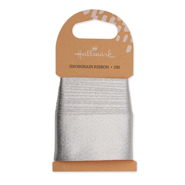 2m Hallmark Grosgrain Ribbon - Silver Look