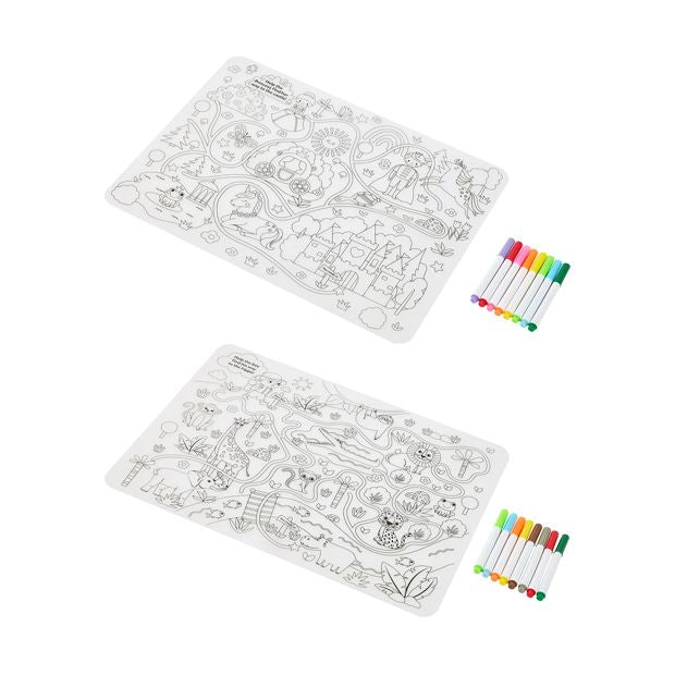 Colour in Washable Silicone Placemat, 9 Pack - Anko