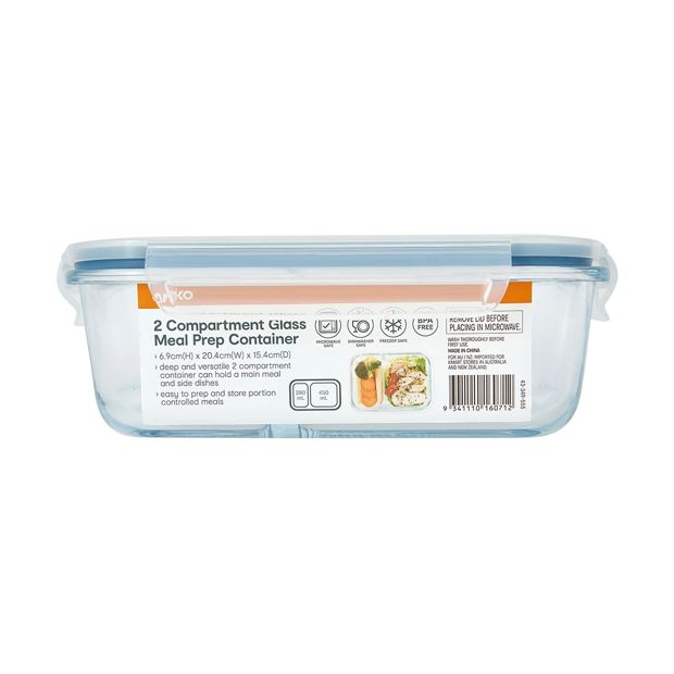 Glass Meal Prep Container, 2 Compartment - Anko