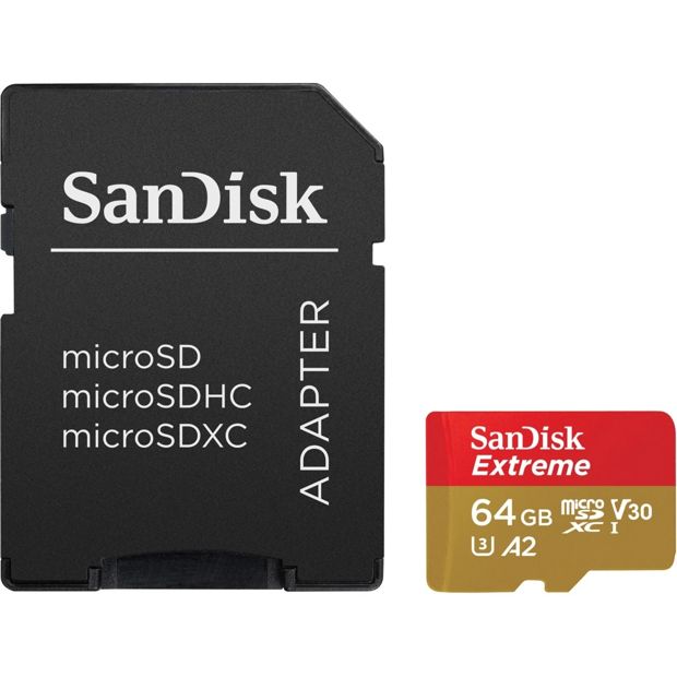 SanDisk Extreme MicroSD with MicroSDHC and MicroSDXC Adapter SQXAH - 64GB