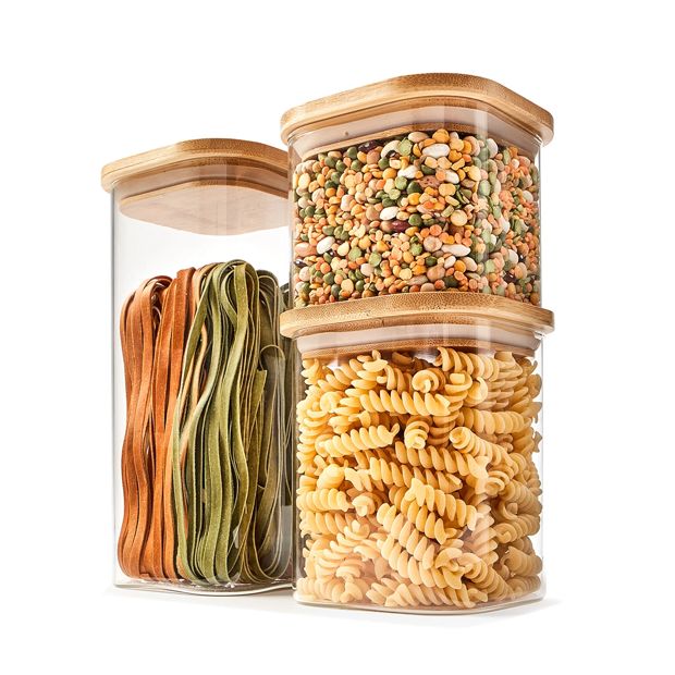 500ml Glass Container with Bamboo Lid - Anko