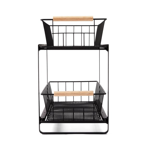 2 Tiered Drawers, Wire and Wood - Anko